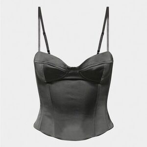 Aritzia Wilfred Dazzle Satin Bustier in dark charcoal